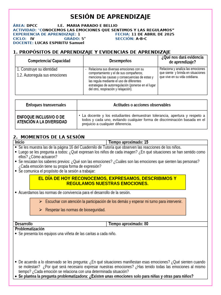 Regulación Emocional en Estudiantes de 5° | PDF | Las emociones ...