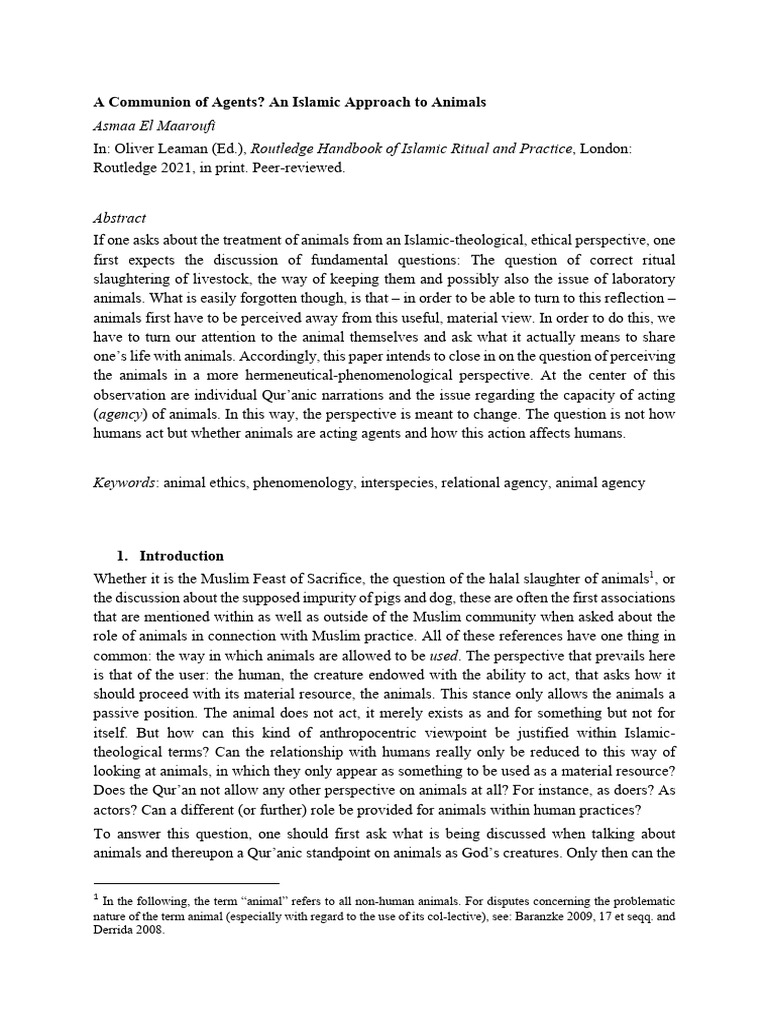 El Maaroufi - Communion of Agents An Islamic Approach To Animals | PDF ...