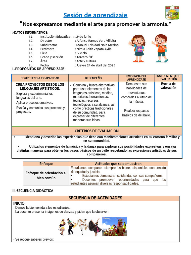 Arte y danza: sesión de aprendizaje 3B | PDF | Bailes | Aprendizaje