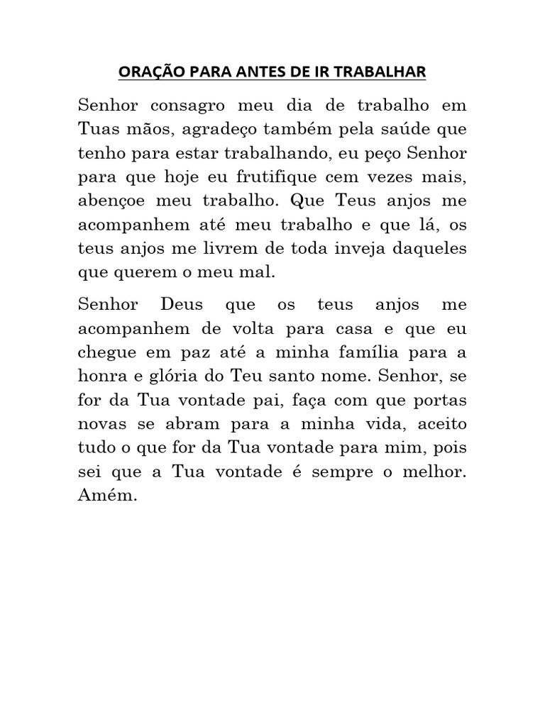 Oração para Iniciar o Trabalho | PDF