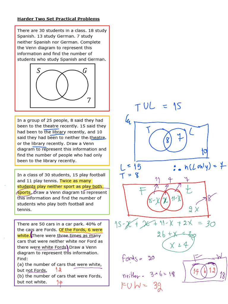 Harder Two Set Practical Problems Practice Questions | PDF