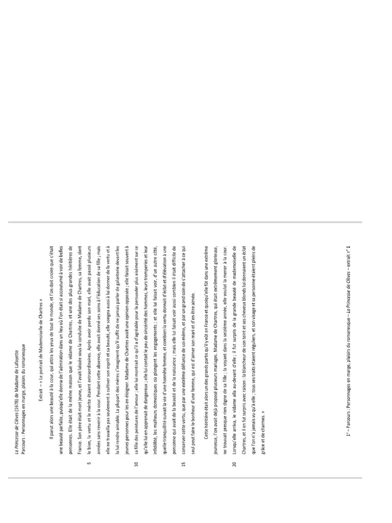 Extrait 1 La Princesse de Cleves | PDF