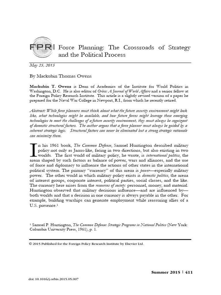 Force Planning and Strategic Logic | PDF | Military Science ...