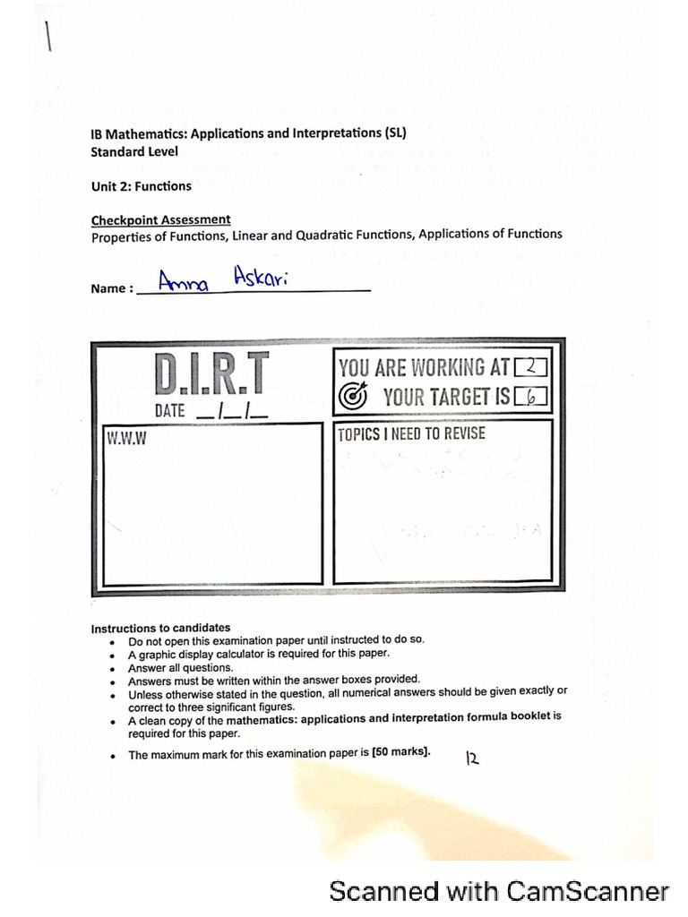 Maths Functions Test | PDF