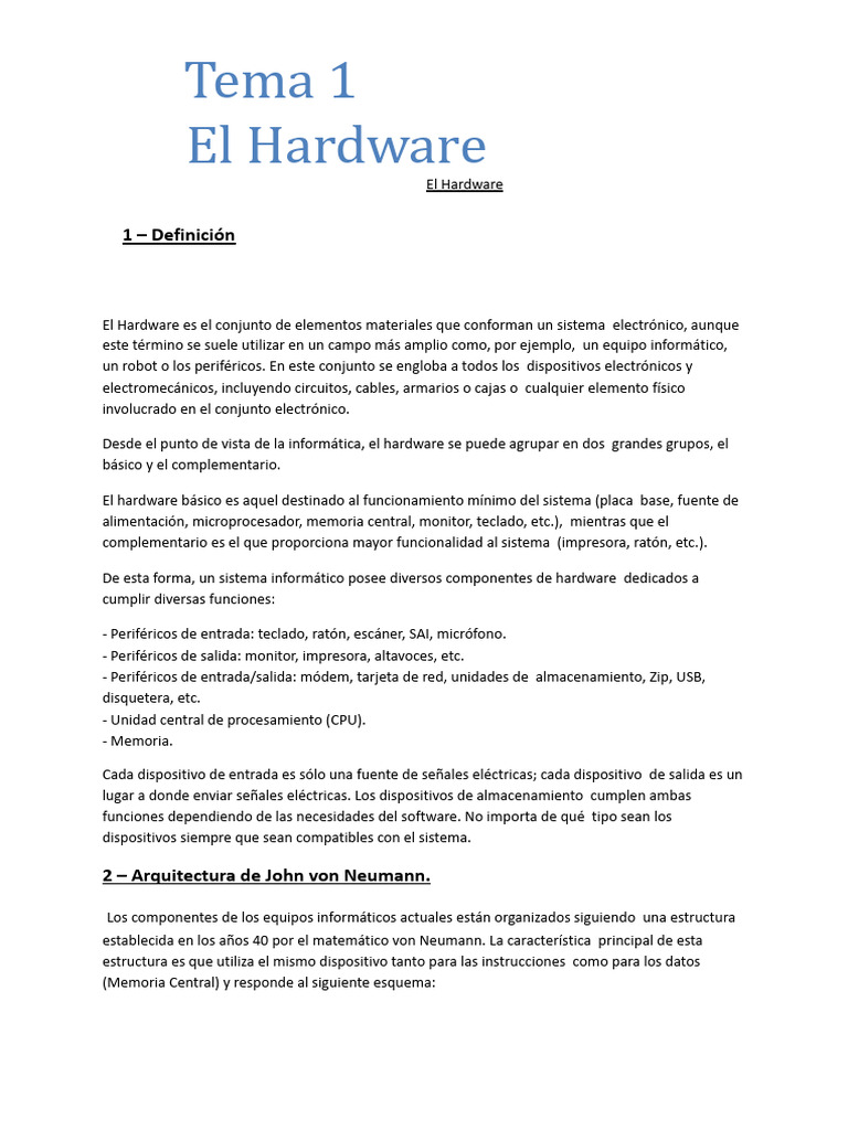 Introducción al Hardware Informático | PDF | Hardware de la computadora ...