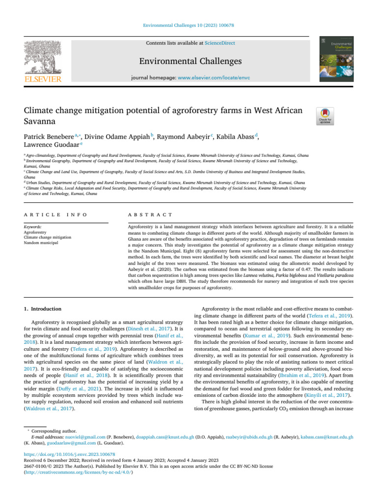 Climate Change Mitigation Potential of Agroforestry Far - 2023 ...
