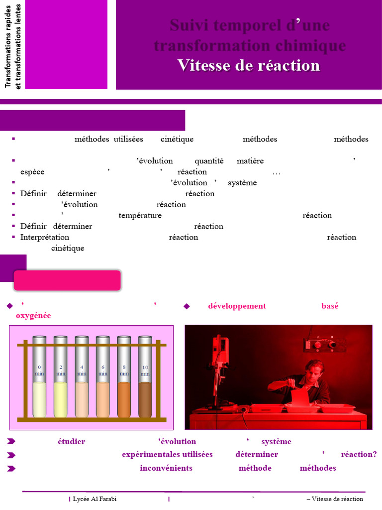 Suivi temporel et vitesse de réaction chimique | PDF | Cinétique ...