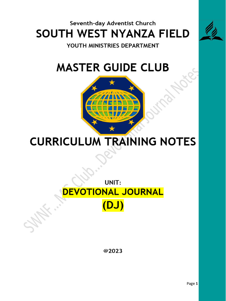 Master Guide Devotional Journal Guide | PDF | Prayer | Seventh Day ...