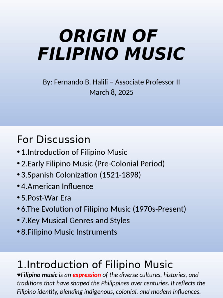 Evolution of Filipino Music History | PDF | Philippines | Musical ...
