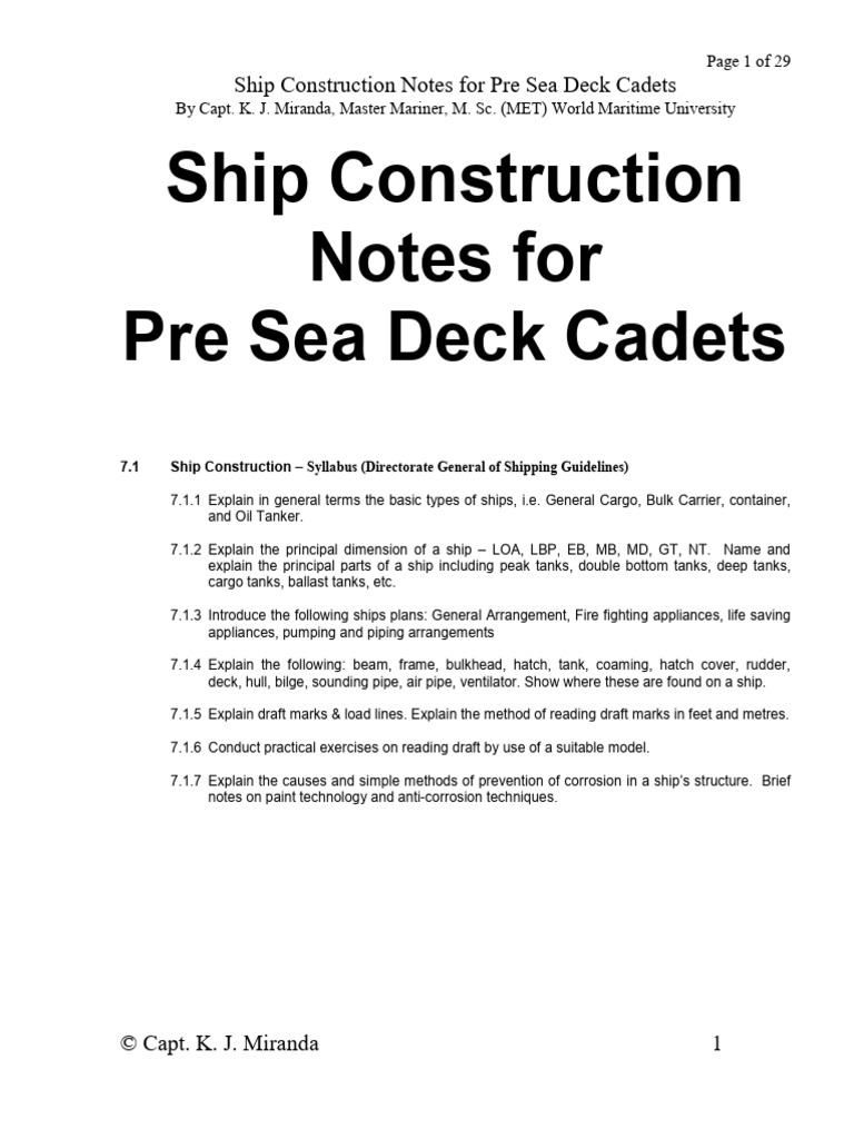 Ship Construction Notes for Cadets | PDF | Corrosion | Oil Tanker