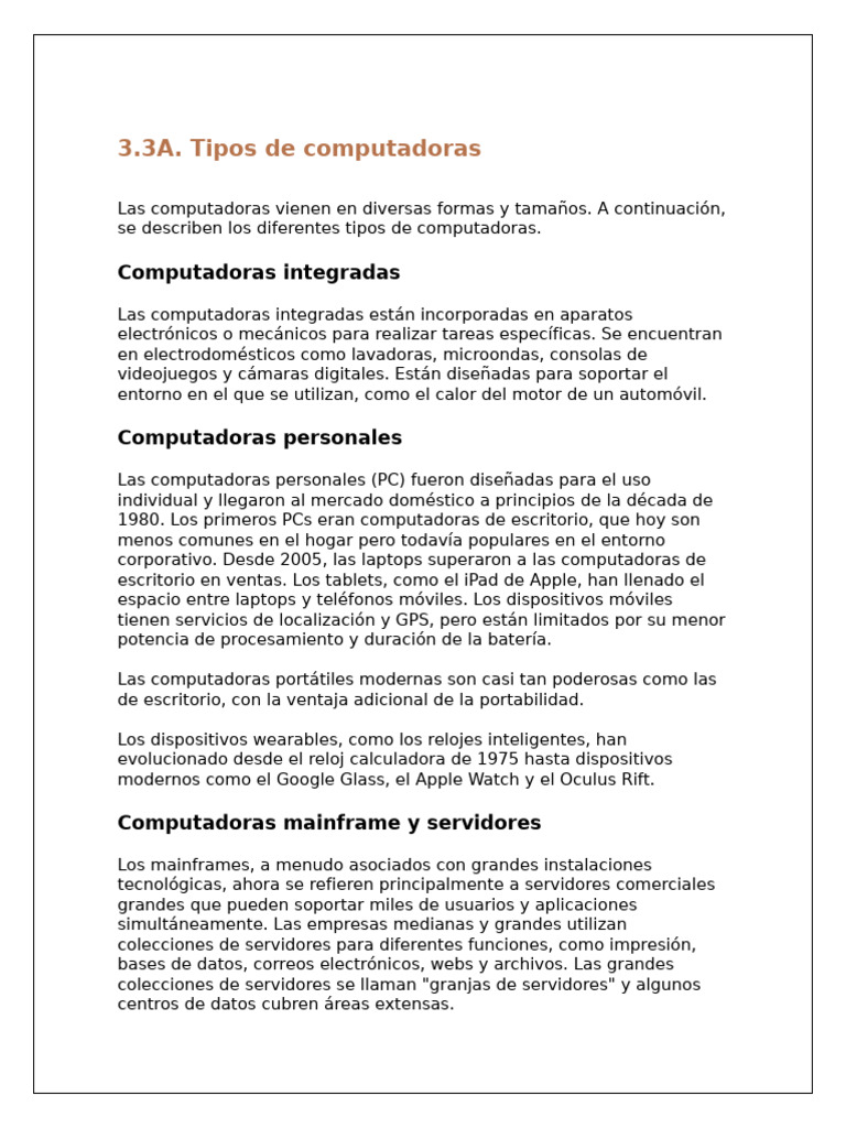 Tipos y componentes de computadoras | PDF | Hardware de la computadora ...