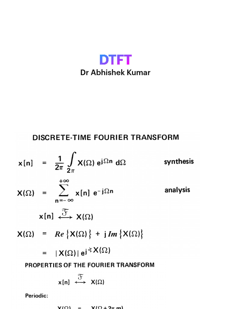 Discrete-Time Fourier Transform Overview | PDF | Fourier Analysis ...