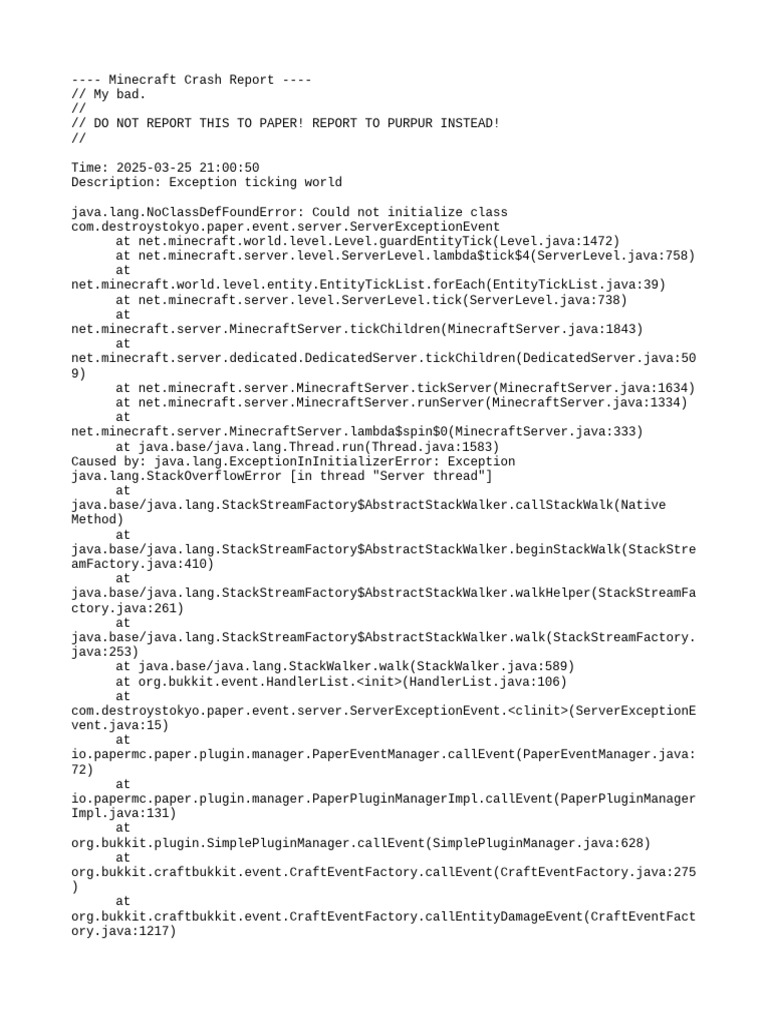Minecraft Server Exception Report | PDF | Computer Networking ...