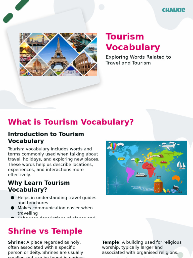 Essential Tourism Vocabulary Guide | PDF | Tourism