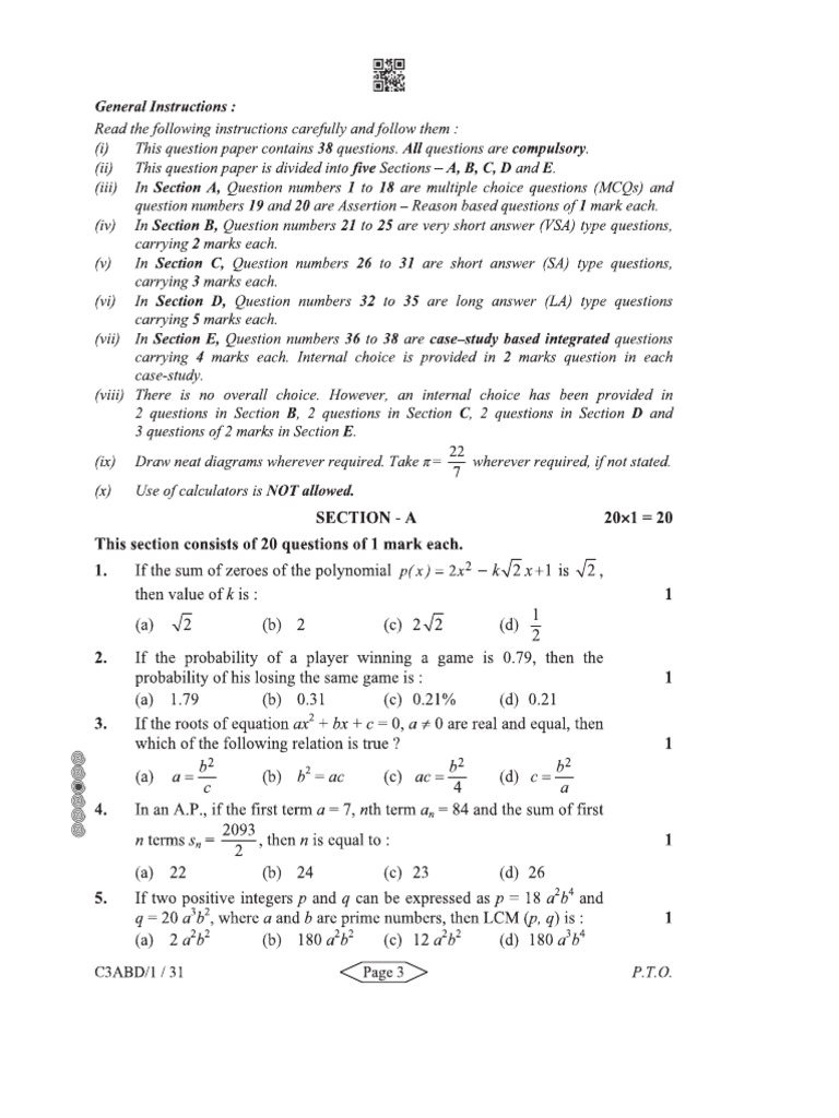 30-1-1 (Mathematics Standard) | PDF