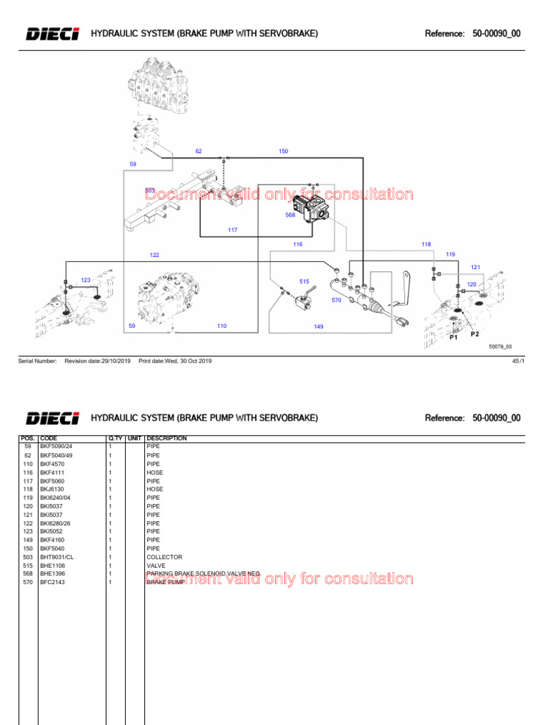 Hydraulic Brake Pump System Parts List | PDF | Hydraulic Engineering ...