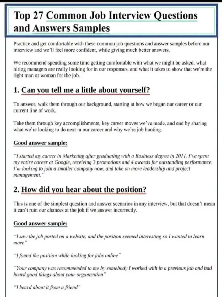 Interview Questions PDF | PDF
