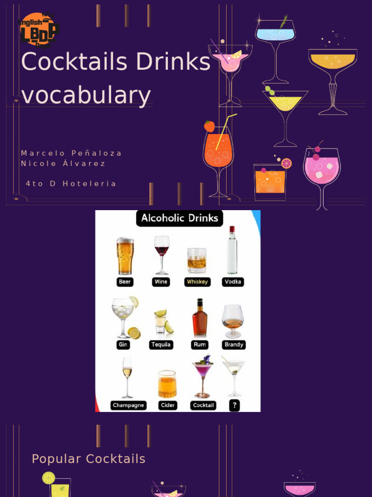 Essential Cocktail Vocabulary Guide | PDF | Cocktails | Drink