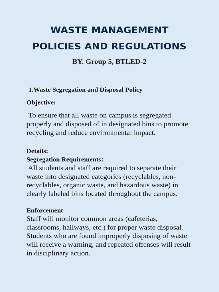 Campus Waste Management Policies | PDF | Waste | Waste Management
