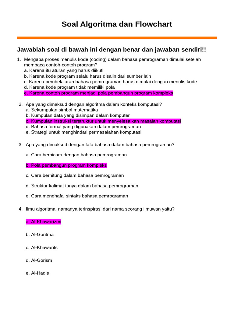 Soal Algoritma dan Flowchart | PDF