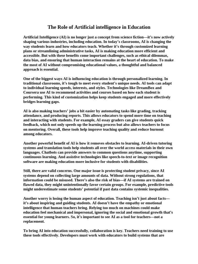 AI's Impact on Education Today | PDF | Artificial Intelligence ...
