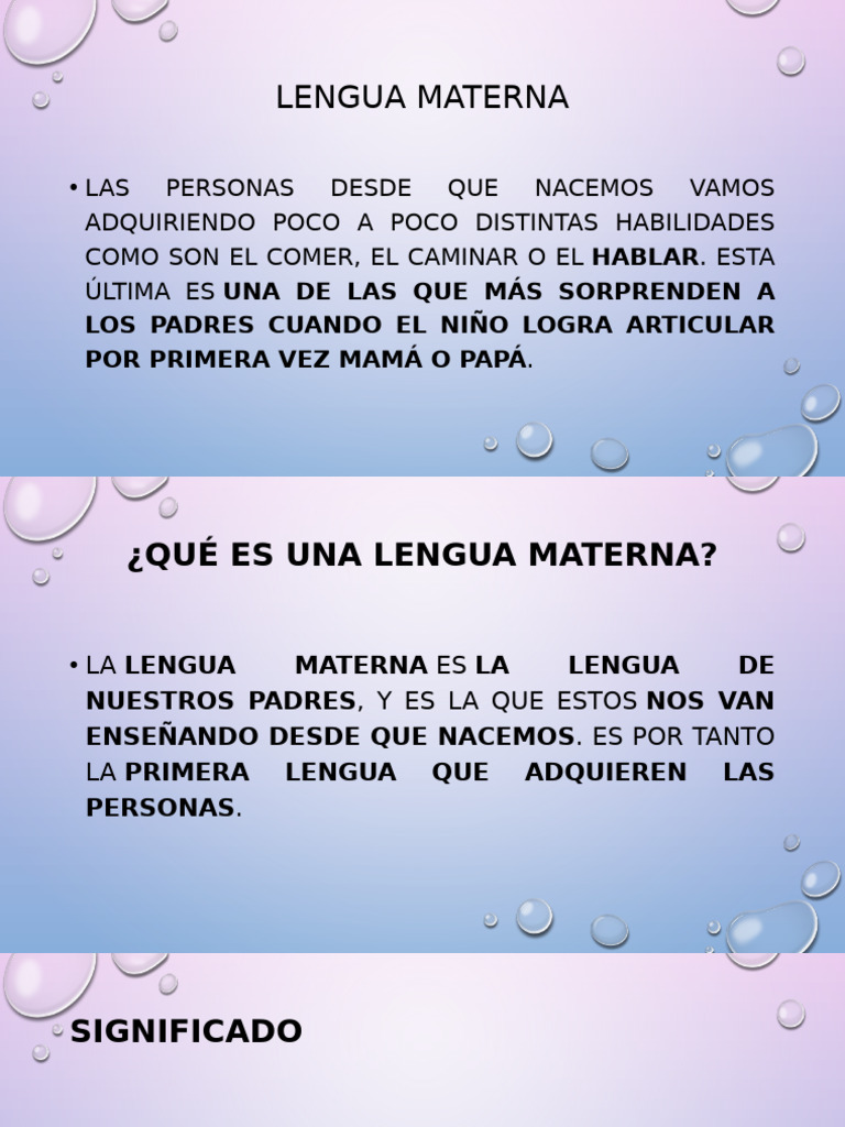 Importancia de la Lengua Materna | PDF | Segundo lenguaje | Primer idioma