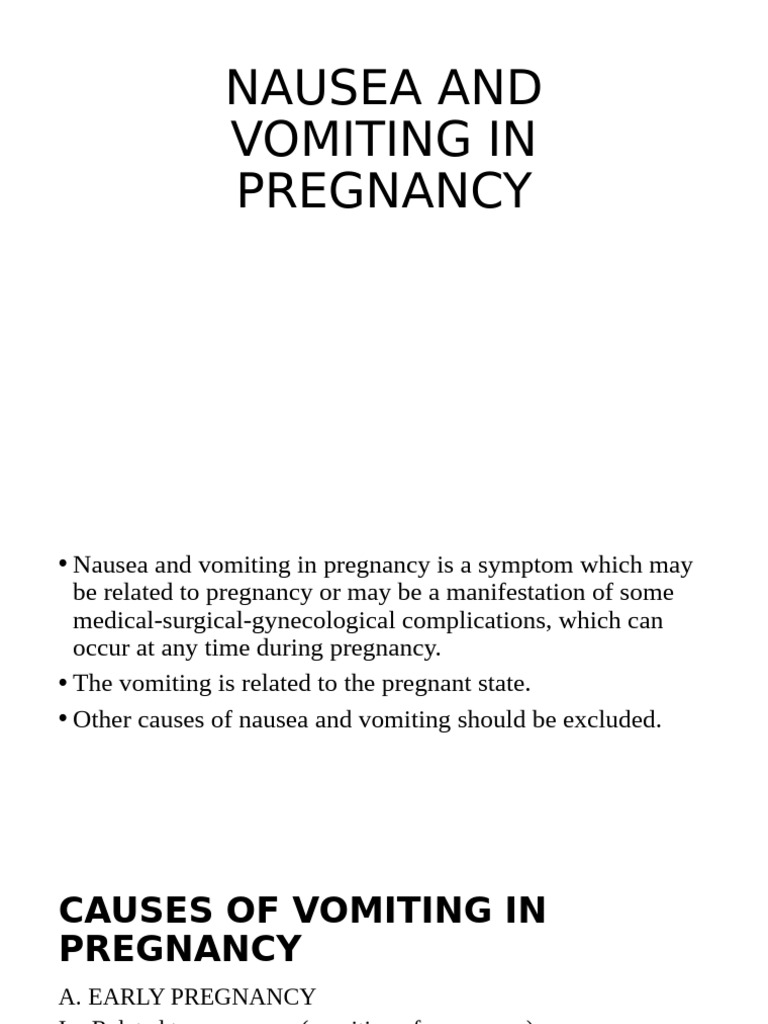 Nausea and Vomiting in Pregnancy | PDF | Nausea | Vomiting