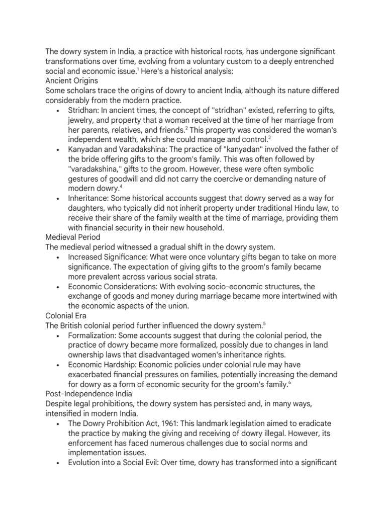 Historical Analysis of Dowry | PDF | Gender | Gender Studies