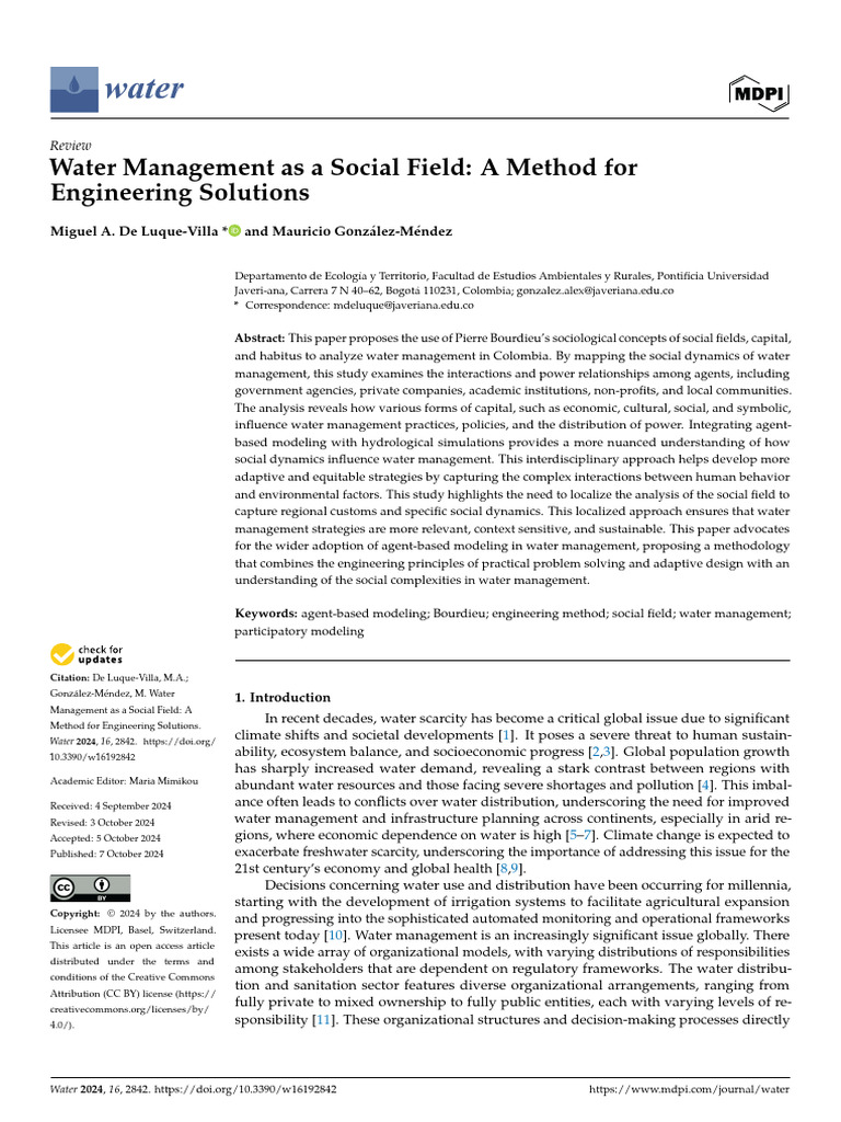 Water 16 02842 | PDF | Water Resources | Sustainability