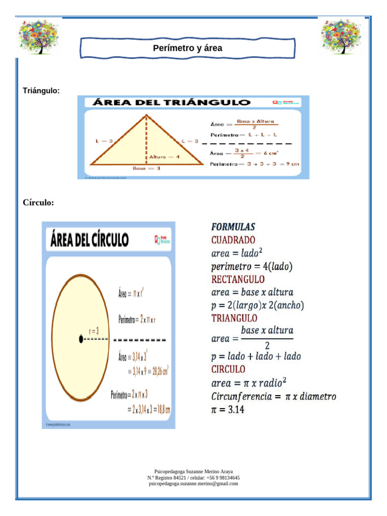 Sesión Area Triangulo, Circulo y Circunferencia 2 | PDF | Triángulo ...