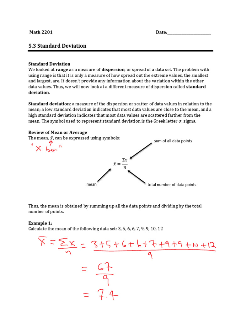 Math2201ch5 3anotes-Workings | PDF | Standard Deviation | Mean