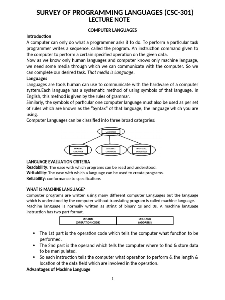 2023 SURVEY OF PROGRAMING LANG CSC 301 | PDF | Parsing | Assembly Language
