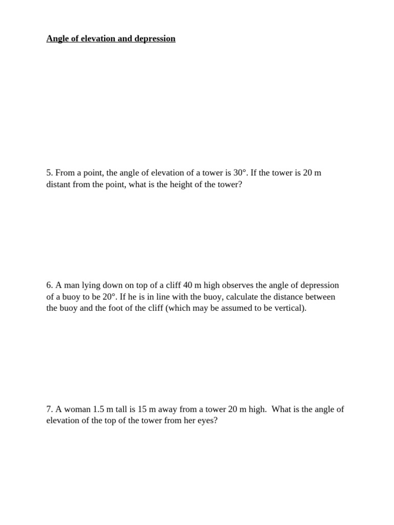 Angle of Elevation and Depression | PDF