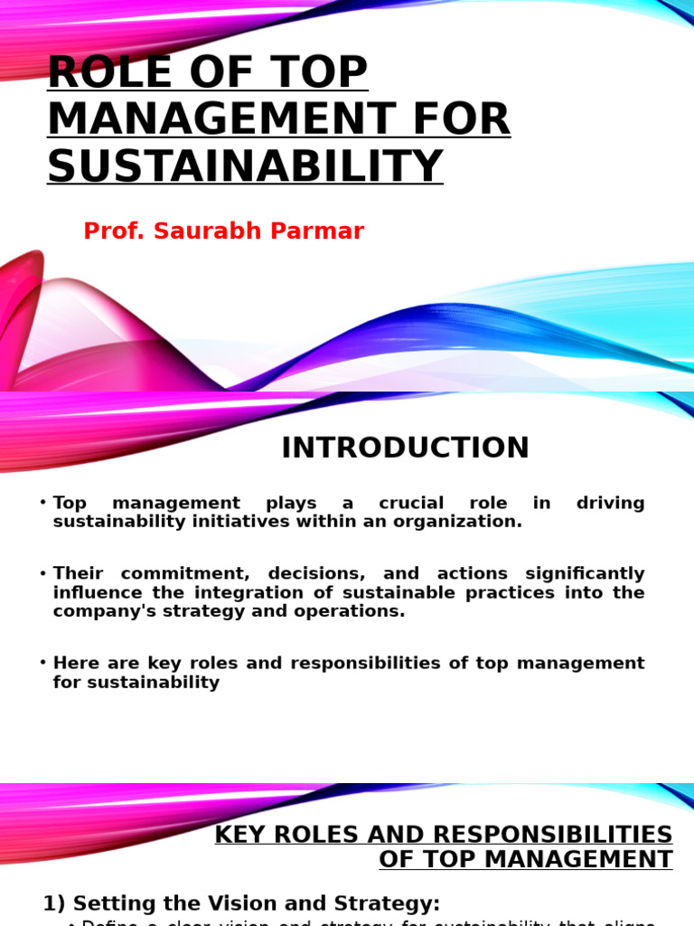 1.08 Role of Top Management For Sustainability | PDF | Sustainability ...