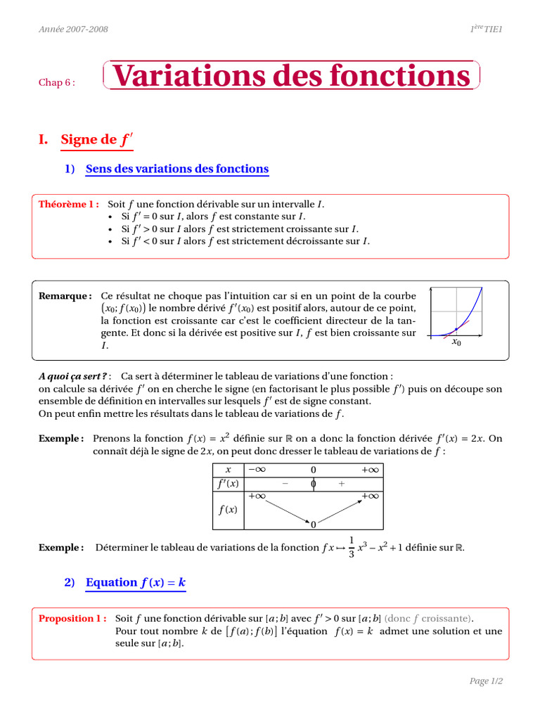 Variations et extrema des fonctions | PDF | Fonction monotone | Analyse ...