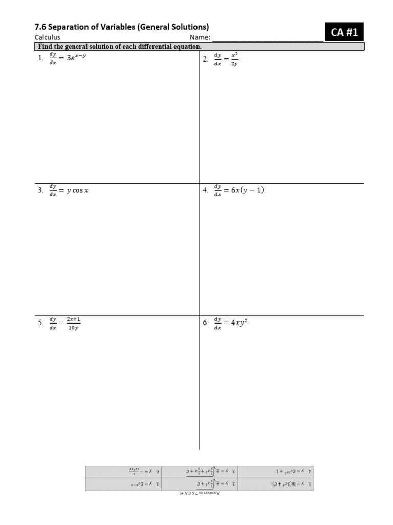 General Solutions via Separation of Variables | PDF