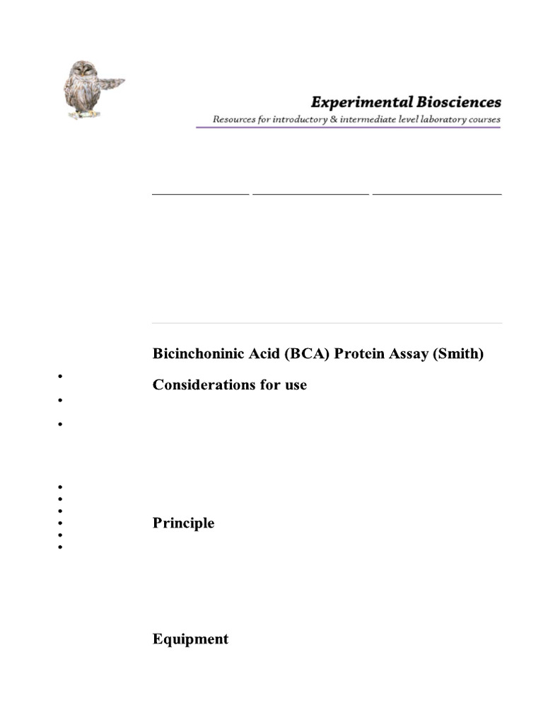 BCA Method for Protein Estimation | PDF | Spectrophotometry | Sodium ...