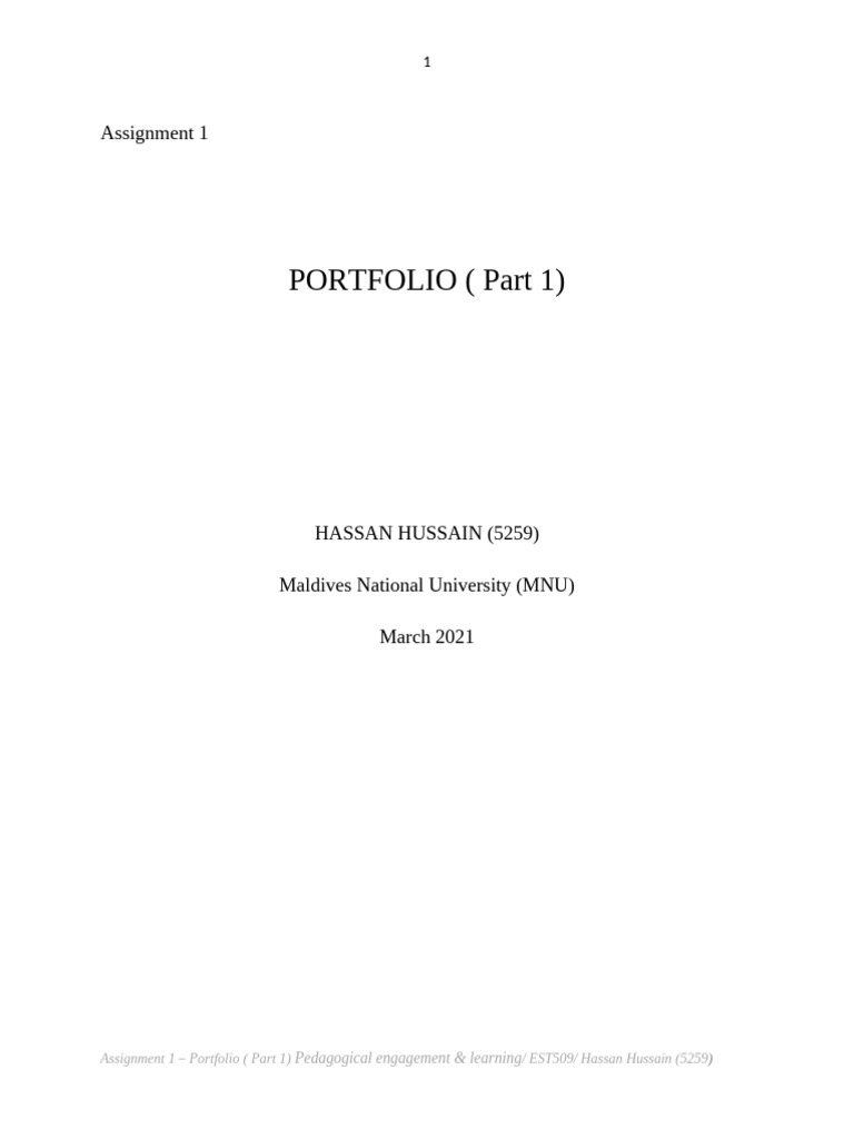 Assignment 1 Portfoliodocx | PDF | Teachers | Pedagogy