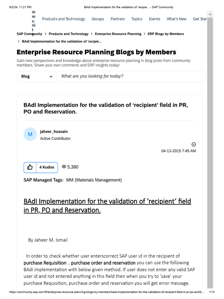 BAdI for Validating SAP Recipient Fields | PDF | Computer Programming ...