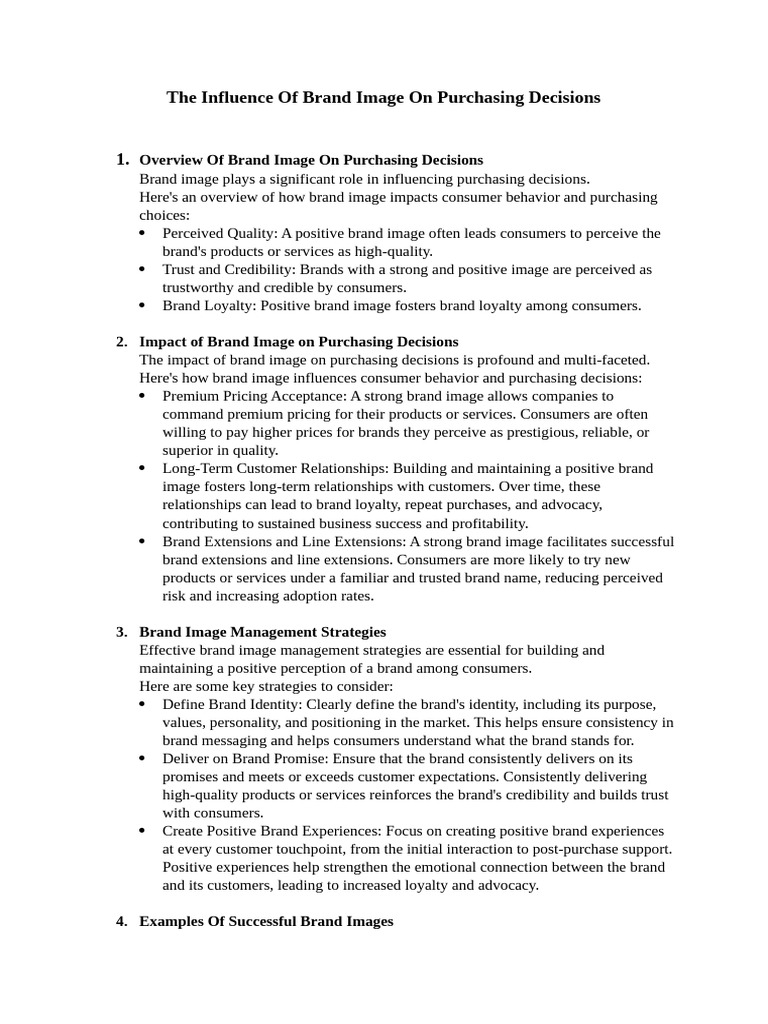 The Influence of Brand Image On Purchasing Decisions | PDF | Brand ...
