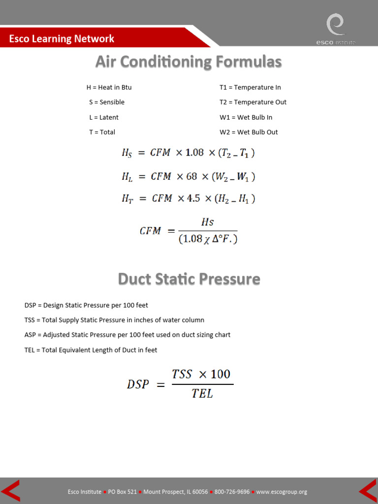 HVAC Formulas and Sizing Guidelines | PDF