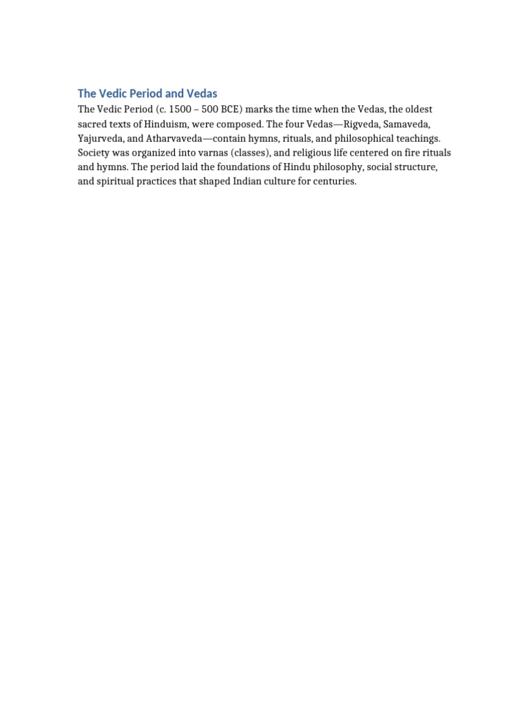 Vedic Period and Vedas Overview | PDF