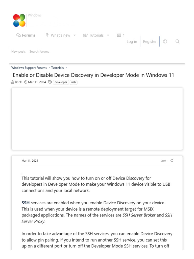 Enable Device Discovery in Win11 Dev Mode | PDF | Secure Shell ...