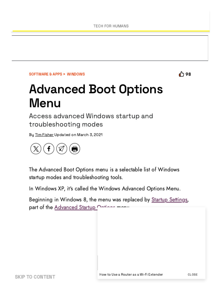 Advanced Boot Options (What It Is and How to Use It) | PDF | Microsoft ...
