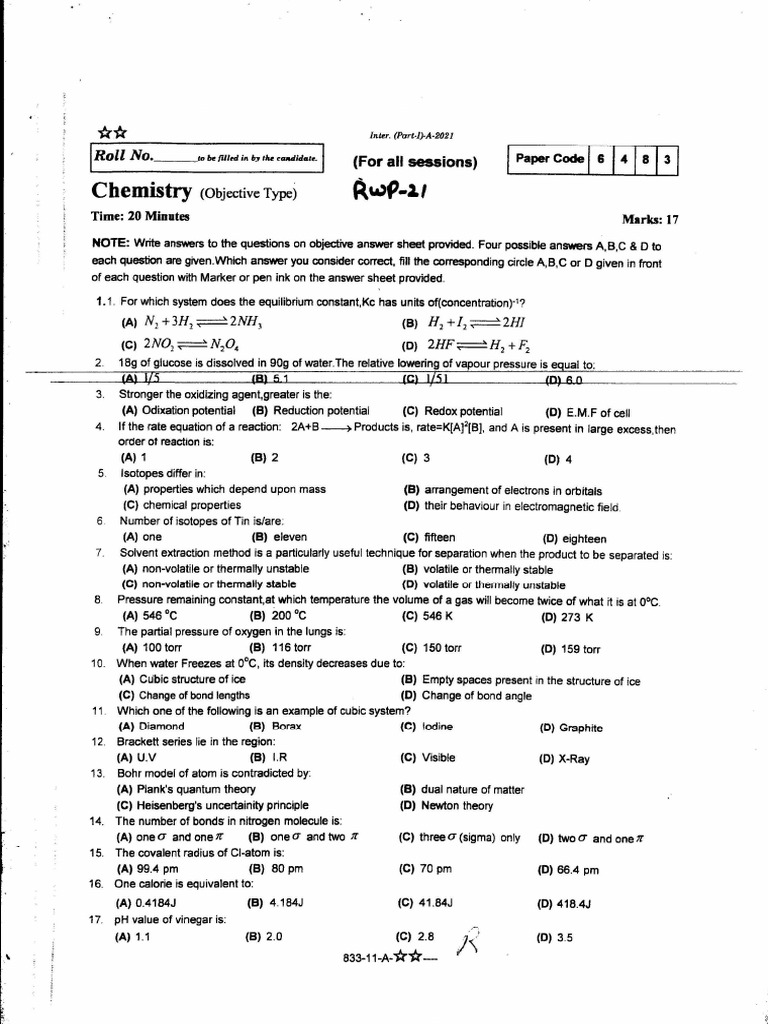 Chemistry 11 RWP 21 | PDF