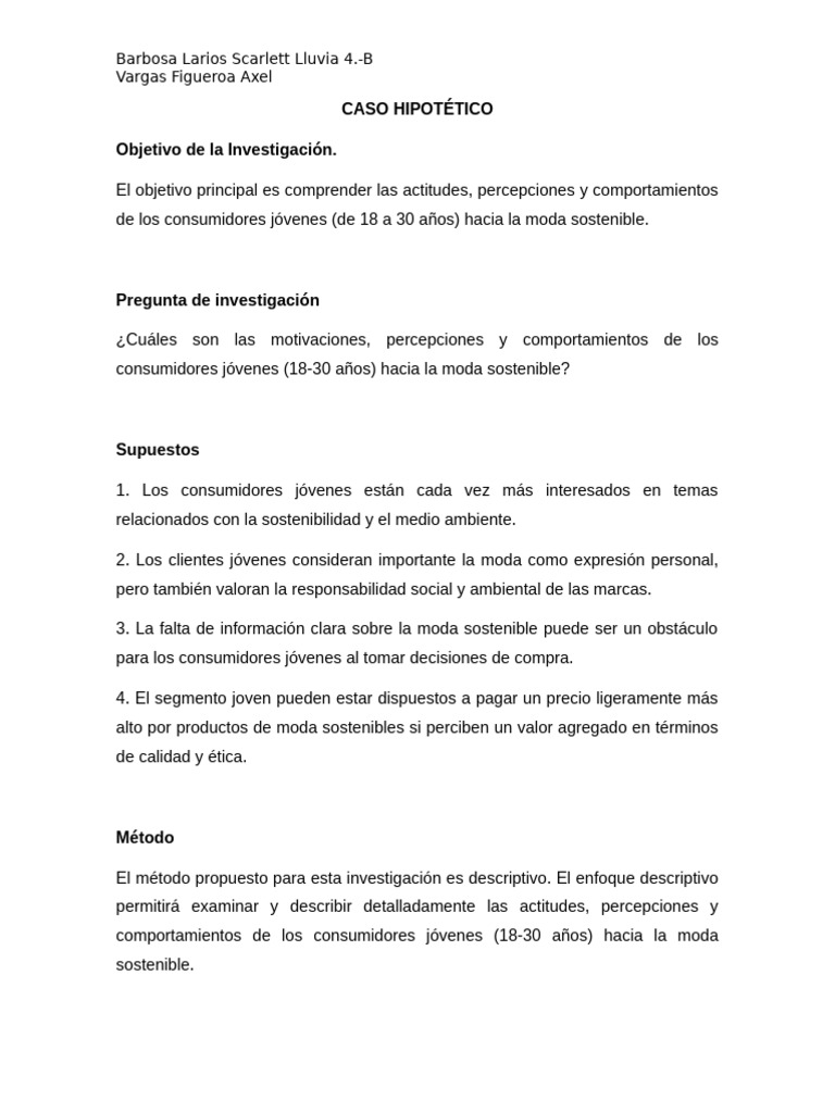 Caso Hipotético | PDF | Comportamiento | Sustentabilidad
