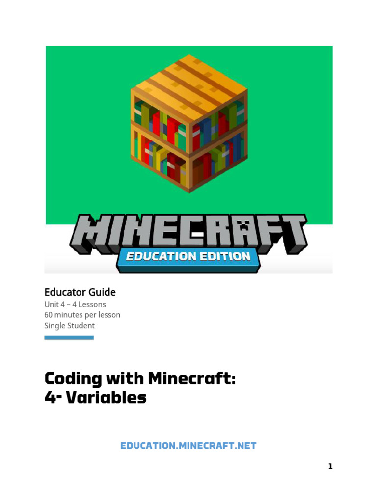 Coding with Minecraft: Understanding Variables | PDF | Variable ...