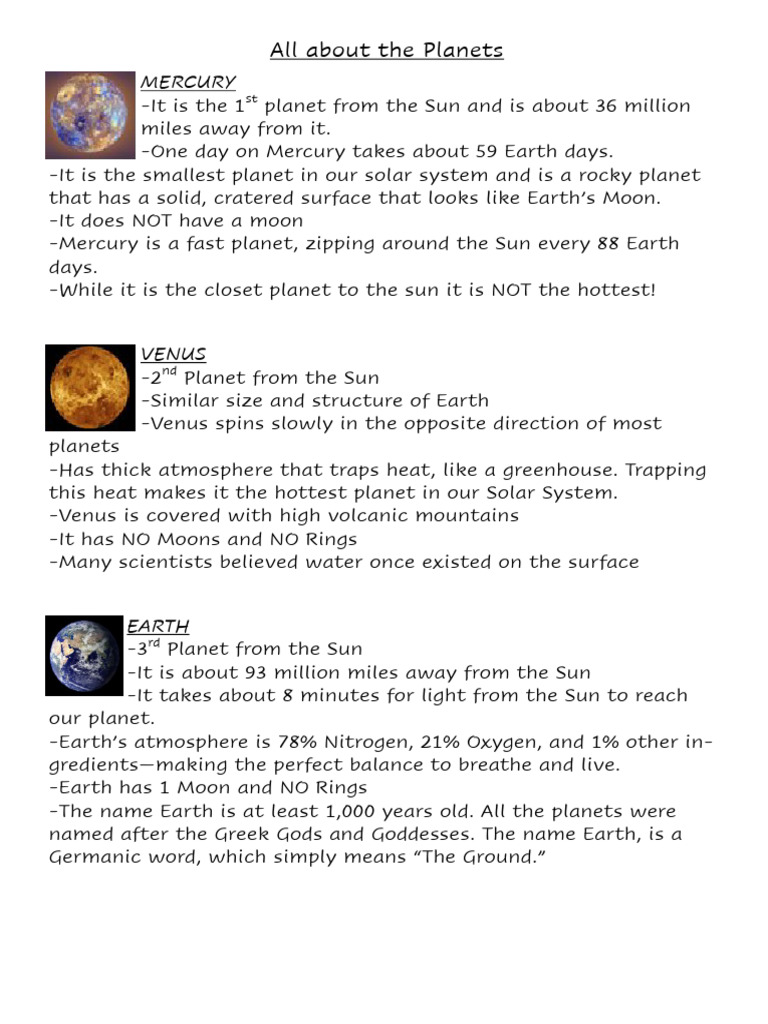 Overview of the Solar System Planets | PDF | Planets | Saturn