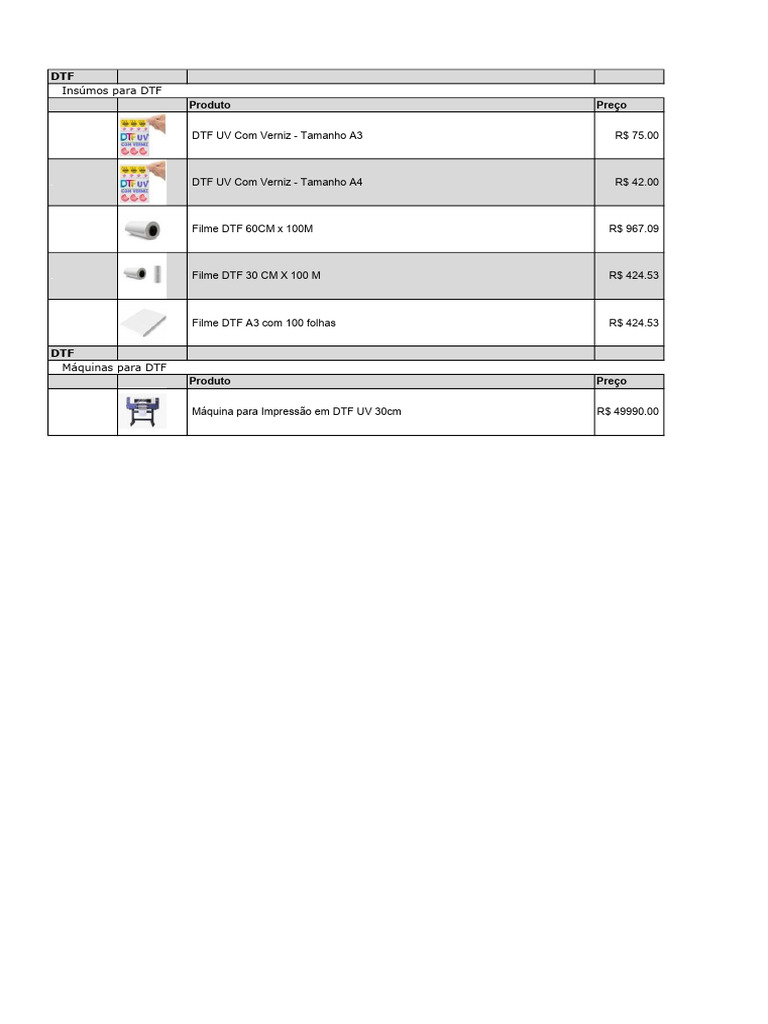 DTF - Plan00 - IMG, NOME, PREÇO | PDF