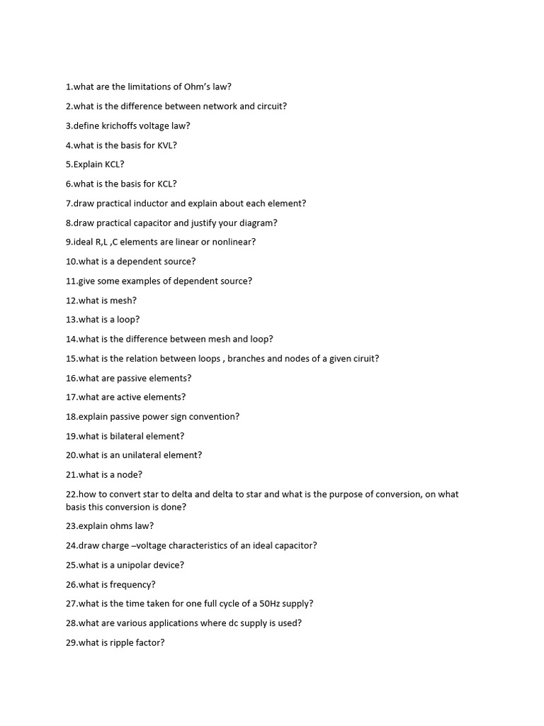 Electrical New Interview Questions | PDF | Electrical Network | Inductance